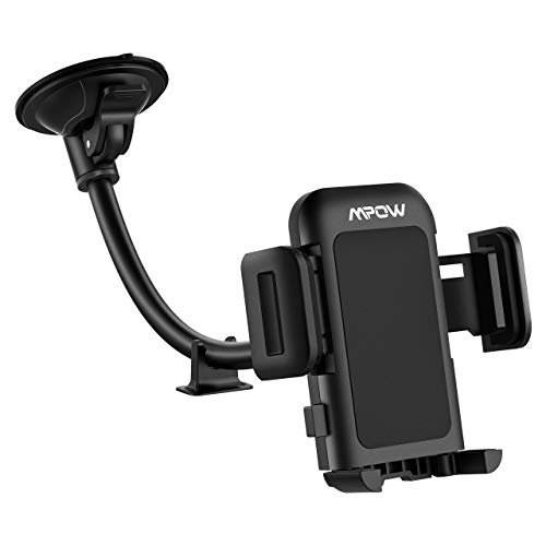 Product Cover Mpow 033 Car Phone Mount, Windshield Long Arm Car Phone Holder with One Button Design and Anti-Skid Base Car Cradle Compatible iPhone Xs MAX,Xs,Xr,X,8,7,7P,6s, Galaxy S10,S9,S8,Google,LG,HTC(Black)