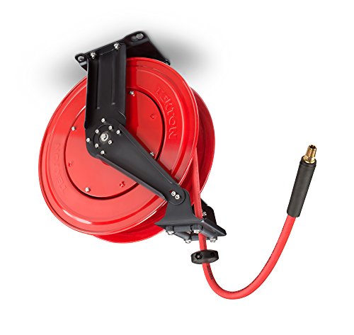 Product Cover TEKTON 50-Foot by 3/8-Inch I.D. Dual Arm Auto Rewind Air Hose Reel with USA-Made Rubber Air Hose (250 PSI) | 46875