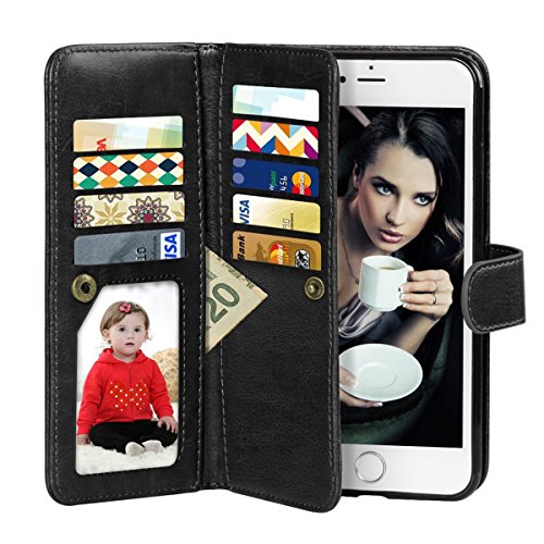 Product Cover Vofolen 2-in-1 Case for iPhone 6 Case iPhone 6S Case Wallet Folio Flip PU Leather Case Protective Hard Shell Magnetic Detachable Slim Back Cover with Card Holder Slot Wrist Strap for iPhone 6 6S Black