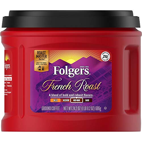 Product Cover Folgers French Roast Ground Coffee, Medium-Dark Roast, 24.2 Ounce (1 Count)