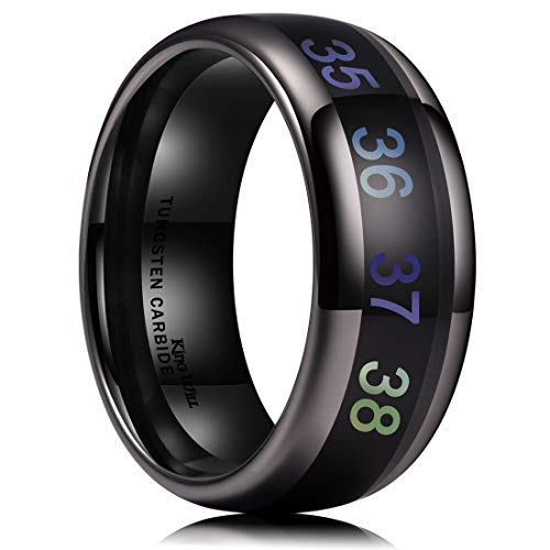 Product Cover King Will Men's 8mm Black Temperature Measurement Tungsten Carbide Ring Wedding Band Polished Comfort Fit