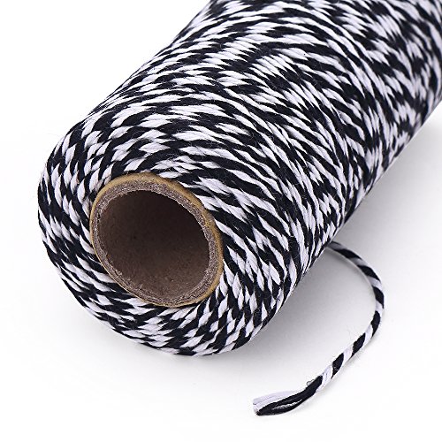 Product Cover KINGLAKE 328 Feet Baker's Twine,Cotton Crafts Twine,Heavy Duty Christmas Holiday Twine,Great Packing Twine Black and White String
