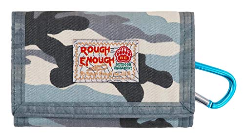 Product Cover Rough Enough Military Camo Canvas Small Card Front Pocket Kids Wallet Trifold Credit Card Holder Change Coin Purse Money Travel Cash Bag Organizer for Mens Women Boy Girl Teen Kid Zipper Pocket