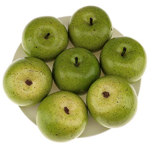 Product Cover Gresorth 6pcs Lifelike Artificial Green Apple Faux Fake Apples Fruit Home House Kitchen Cabinet Decoration