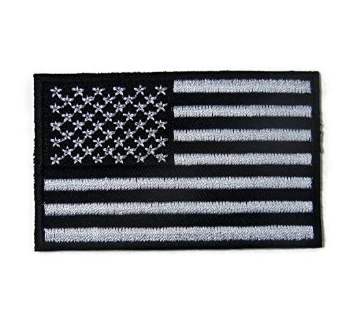 Product Cover American Flag,Black White,USA Biker shoulder 3x2 in. embroidered iron on patch motocycle patches