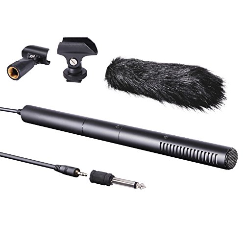 Product Cover Movo VXR40 Supercardioid Broadcast Shotgun Condenser Microphone with Furry Windscreen, Boom Mount and Camera Mount