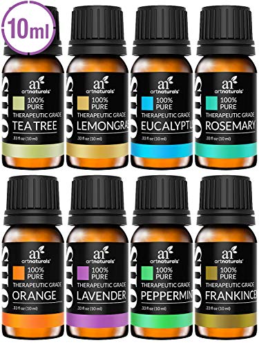 Product Cover ArtNaturals Therapeutic-Grade Aromatherapy Essential Oil Gift Set - (8 x 10ml) - 100% Pure of the Highest Quality Oils - Peppermint, Tea Tree, Lavender, Eucalyptus
