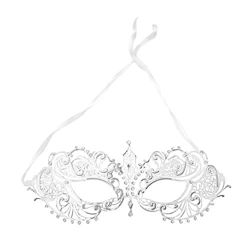 Product Cover Women's Laser Cut Metal Venetian Pretty Masquerade Ball Party Mask Costume Accessory (Silver)