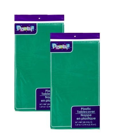 Product Cover 2-Pack Green Disposable Plastic Tablecloths/Table Covers, 54 x 108 inches each