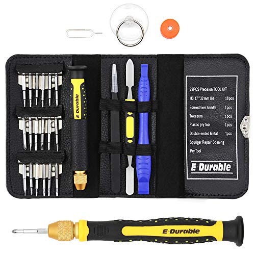 Product Cover E·Durable Pro Bit Driver Kit, Precision Electronics Multi-Tool Screwdriver Set, Safe Opening Tool, with ESD Tweezers, Portable Double-ended Metal Spudger, Plastic Pry Bar, etc