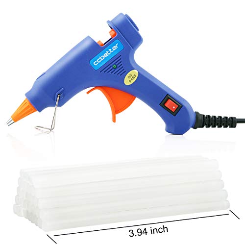 Product Cover ccbetter Upgraded Mini Hot Melt Glue Gun with 30pcs Glue Sticks,Removable Anti-hot Cover Glue Gun Kit with Flexible Trigger for DIY Small Craft Projects & Sealing and Quick Daily Repairs 20-watt,Blue