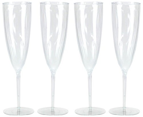 Product Cover Hard Plastic 1-Piece Champagne Flute, 6-Ounce Capacity, Clear Plastic Champagne Glasses 8 Count