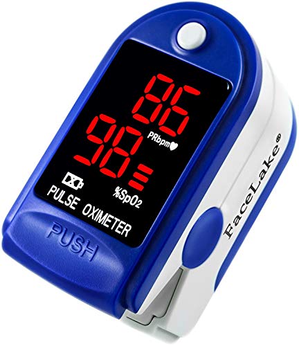 Product Cover Facelake ® FL400 Pulse Oximeter with Carrying Case, Batteries, Neck/Wrist Cord - Blue