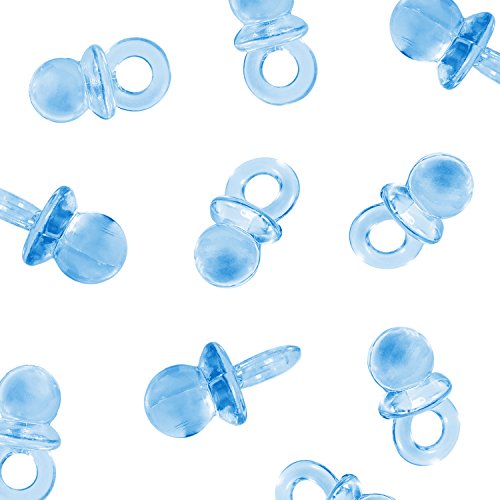 Product Cover Mini Acrylic Baby Pacifiers for Baby Shower Decorations, Table Scatter, Party Favors, Games & Activities - 144 Pieces by Super Z Outlet (Blue)