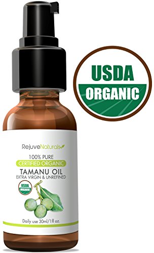 Product Cover Tamanu Oil - Organic, 100% Pure, Cold Pressed. Amazing Relief & Treatment for Psoriasis, Eczema, Rosacea, Acne Scars, Stretch Marks, Dry Skin & Itchy Scalp. USDA Certified Organic by RejuveNaturals