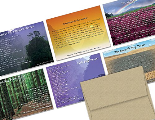Product Cover Note Card Cafe Sobriety Card Assortment with Envelopes | 36 Pack | Sobriety Prayers | Blank Inside, Glossy Finish | Alcoholics Anonymous Anniversary, AA Meeting, Gratitude