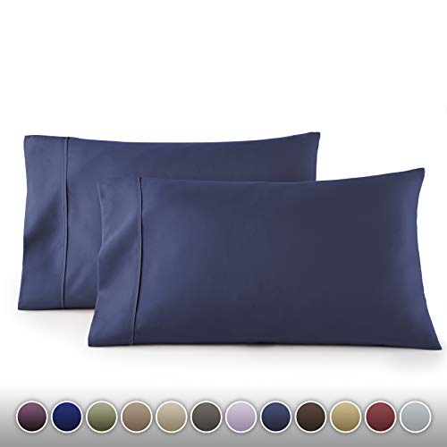 Product Cover HC COLLECTION 1500 Thread Count Egyptian Quality 2pc Set of Pillow Cases, Silky Soft & Wrinkle Free Sizes-King Size, Navy Blue