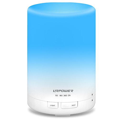 Product Cover URPOWER 2nd Gen 300ml Aroma Essential Oil Diffuser Night Light Ultrasonic Air Humidifier with AUTO Shut off and 6-7 HOURS Continuous Diffusing - 7 Color Changing LED Lights and 4 Timer Settings