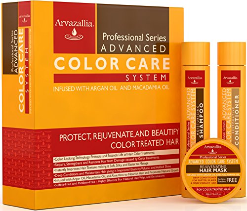 Product Cover Advanced Color Care Sulfate Free Shampoo and Conditioner Set for Color Treated Hair with Argan Oil and Macadamia Oil By Arvazallia - Shampoo, Conditioner, and Deep Conditioner Hair Mask