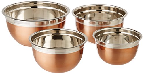 Product Cover ExcelSteel Copper Tone Stainless Steel Mixing Bowls (Set of 4)