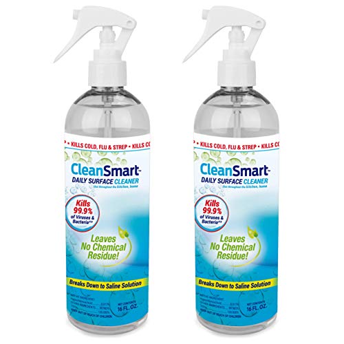 Product Cover CleanSmart Disinfectant Spray Mist Kills 99.9% of Viruses, Bacteria, Germs, Mold, Fungus. Leaves No Chemical Residue! 16oz. 2Pk. Great to Clean and Sanitize CPAP Masks, Parts & Air Dry.
