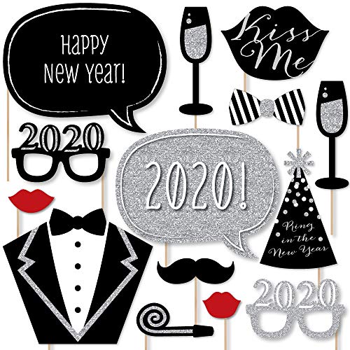 Product Cover Big Dot of Happiness New Years Eve Party - Silver - 2020 New Year Party Photo Booth Props Kit - Party Decorations - 20 Count