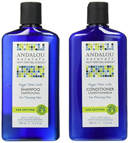 Product Cover Andalou Naturals Argan Oil Stem Cells Age Defying Shampoo and Conditioner Bundle For Thinning Hair With Jojoba Oil and Aloe Vera For Anti-Aging, 11.5 fl. oz. each