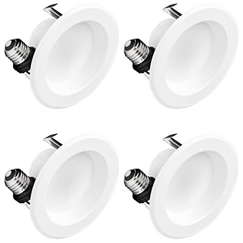 Product Cover Hyperikon 4 Inch Dimmable Recessed LED Downlight, 9W (65W Equivalent), 3000K (Soft White Glow), Retrofit Lighting Fixture, ENERGY STAR, 670 Lumens - Great for Cans Bathroom, Kitchen, Office (4 Pack)