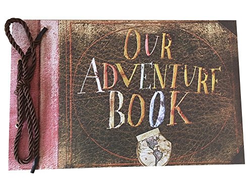 Product Cover LINKEDWIN Our Adventure Book, Pixar Up Themed Scrapbook with Movie Postcards, Wedding and Anniversary Photo Album, Memory Keepsake, 11.6 x 7.5 inch, 80 Pages (Light Brown)