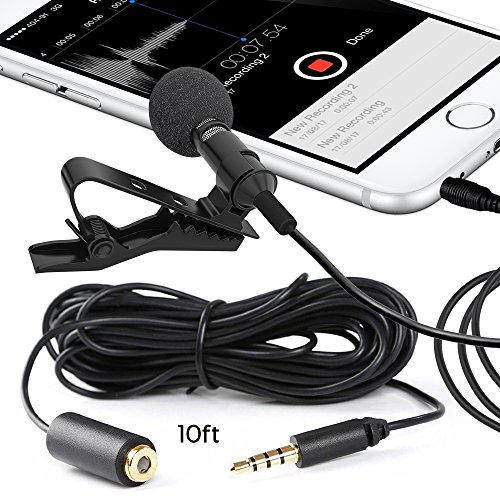 Product Cover Miracle Sound Deluxe Lavalier Lapel Clip-on Omnidirectional Condenser Microphone and 10 ft Cable for Apple iPhone, Ipad, iPod Touch, Samsung Android and Windows Smartphones