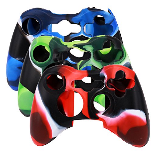 Product Cover SunAngel Xbox 360 Silicone Wireless Controller Skin Protective Rubber Case Cover for Microsoft Xbox 360 Game Pad (3 Colors Package)