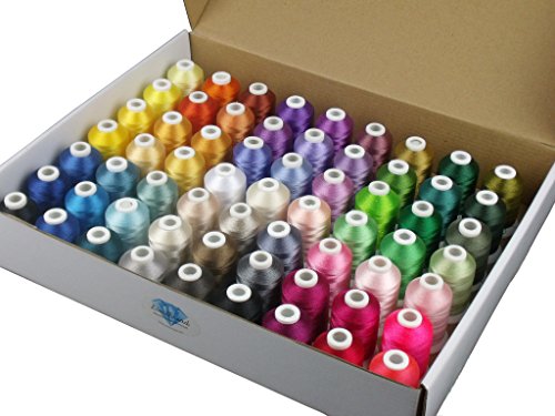 Product Cover Simthread 63 Brother Colors Polyester Embroidery Machine Thread Kit 40 Weight for Brother Babylock Janome Singer Pfaff Husqvarna Bernina Embroidery and Sewing Machines 550Y