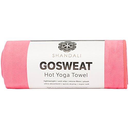 Product Cover SHANDALI Hot Yoga GoSweat Microfiber Hand Towel in Super Absorbent Premium Lemonade Pink Suede for Bikram, Gym, and Outdoor Sports. 16 x 26.5 inches.