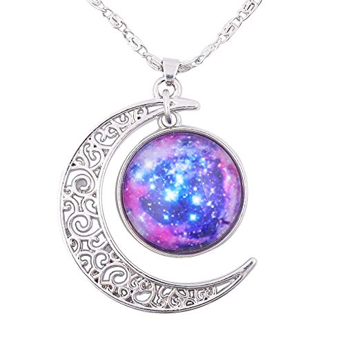 Product Cover FANSING Galaxy Pendant Necklaces for Women Cosmic Crescent Moon Nebula Necklace Universe Space Jewelry