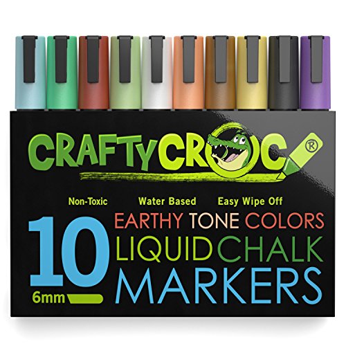Product Cover Crafty Croc Liquid Chalk Markers, 10 Pack Earth Colors, Chalk Ink Pens, Medium Tip 6mm