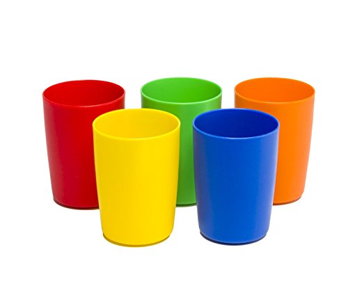 Product Cover Greenco Set of 5 Unbreakable Reusable Plastic Kids Cups, Assorted Colors, 5 oz.