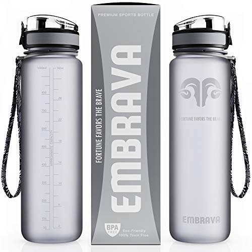 Product Cover Embrava Best Sports Water Bottle - 32oz Large - Fast Flow, Flip Top Leak Proof Lid w/One Click Open - Non-Toxic BPA Free & Eco-Friendly Tritan Co-Polyester Plastic