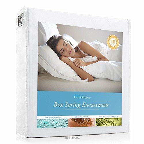 Product Cover LINENSPA Waterproof Bed Bug Proof Box Spring Encasement Protector - Blocks out Liquids, Bed Bugs, Dust Mites and Allergens - Twin