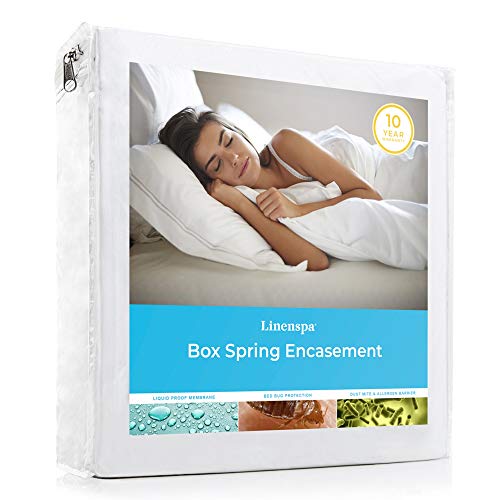 Product Cover LINENSPA Waterproof Bed Bug Proof Box Spring Encasement Protector - Blocks out Liquids, Bed Bugs, Dust Mites and Allergens - Full
