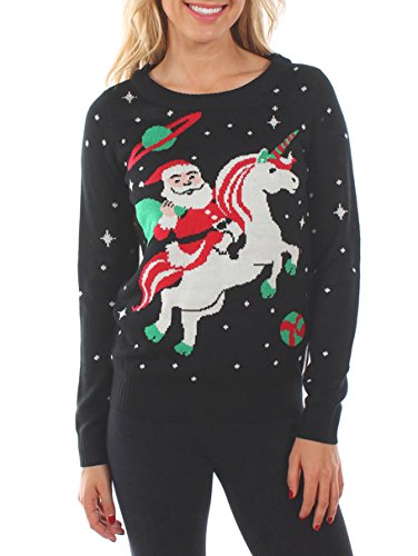 Product Cover Women's Santa Unicorn Christmas Sweater - Ugly Christmas Sweater for Women