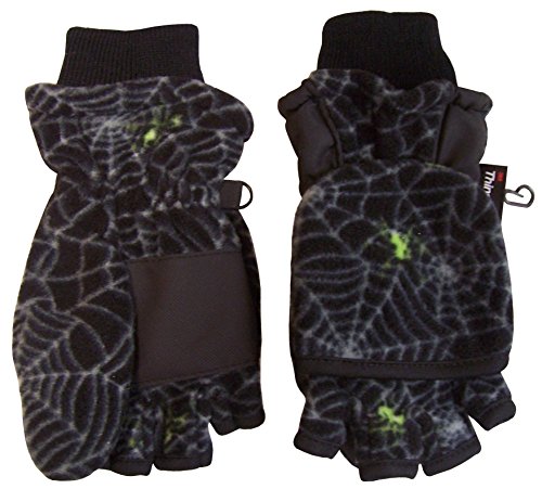 Product Cover N'Ice Caps Big and Little Kids Thinsulate Lined Converter Fingerless Glove To Mitten (7-9 Years, Spider Print)