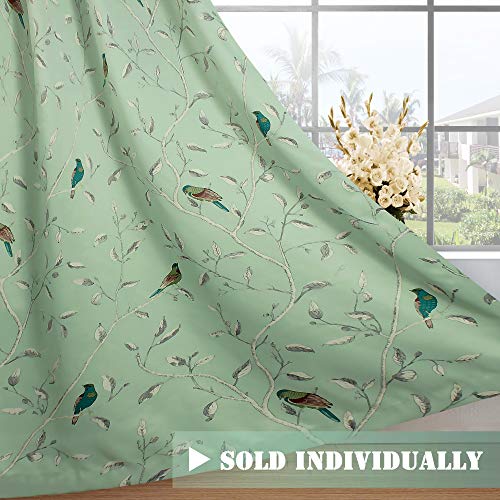 Product Cover H.VERSAILTEX Turquoise Birds Country Style Pattern Thermal Insulated Blackout Curtains for Bedroom, Grommet Top, Set of 1 Panel, W52 x L84 Inch