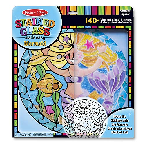 Product Cover Melissa & Doug Stained Glass Made Easy Activity Kit, Arts and Crafts, Develops Problem Solving Skills, Mermaids, 140+ Stickers, Great Gift for Girls and Boys - Best for 5, 6, 7 Year Olds and Up