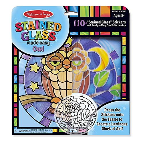 Product Cover Melissa & Doug Stained Glass Made Easy Activity Kit, Owl (Arts and Crafts, Develops Problem Solving Skills, 110+ Stickers, Great Gift for Girls and Boys - Best for 5, 6, 7 Year Olds and Up)