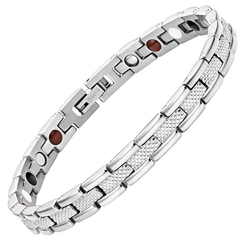 Product Cover Womens Strong 4 Element Titanium Magnetic Therapy Bracelet for Arthritis Pain Relief Size Adjusting Tool and Gift Box Included By Willis Judd