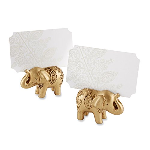 Product Cover Kate Aspen Lucky Golden Elephant Place Card Holders, Photo Holders, Party Favors, Wedding Decorations (Set of 6)