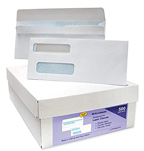 Product Cover #9 Ready-Seal Double Window Security Tinted Check Envelopes, Compatible for QuickBooks Checks, Sage 100 Program, Blackbaud Software ETC, Box of 500