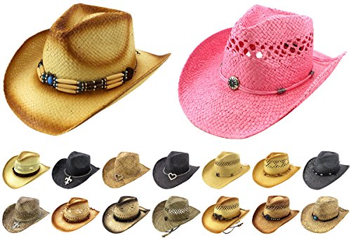 Product Cover Enimay Western Outback Cowboy Hat Men's Women's Style Straw Felt Canvas