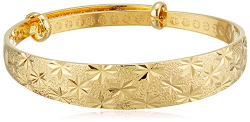 Product Cover OPK Jewelry Classical18k Yellow Gold Diamond-Cut Bangle Bracelet High Polish Metal Finish Adjustable