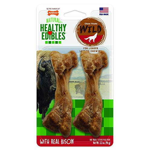 Product Cover Nylabone Healthy Edibles Wild Bison Dog Treats | All Natural Grain Free Dog Treats Made In the USA Only | Small and Large Dog Chew Treats | 2 Count